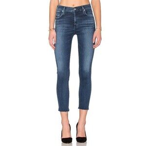 Agolde Sophie High Rise Skinny Crop Frayed Hem in Claremont Indigo Wash Size 27